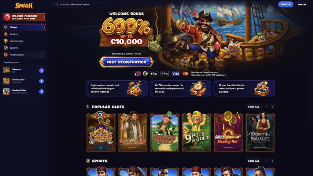 homepage van smash casino belgie